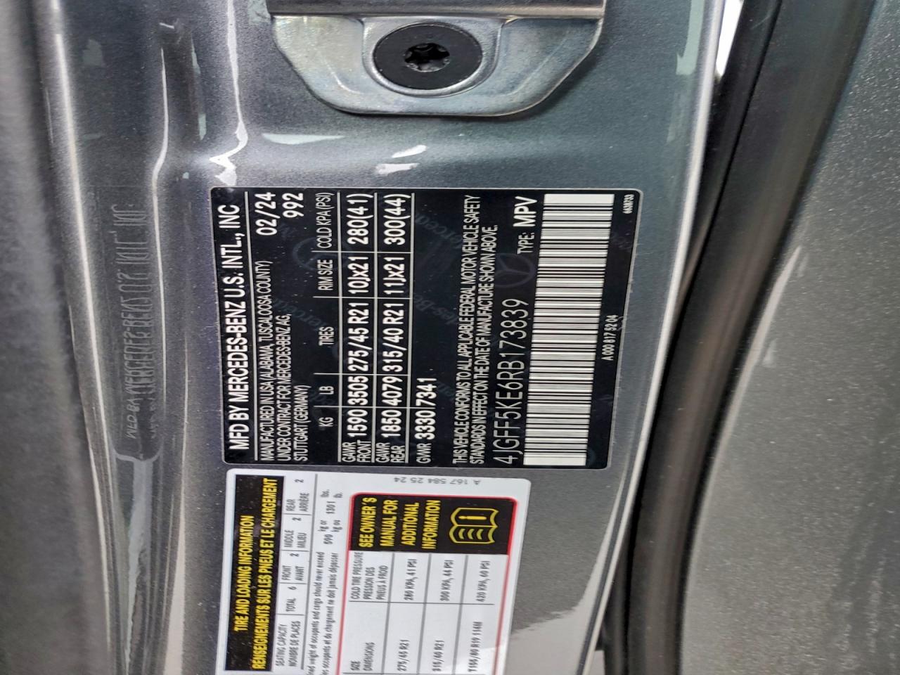 2024 Mercedes-Benz Gls 450 4Matic VIN: 4JGFF5KE6RB173839 Lot: 96074945