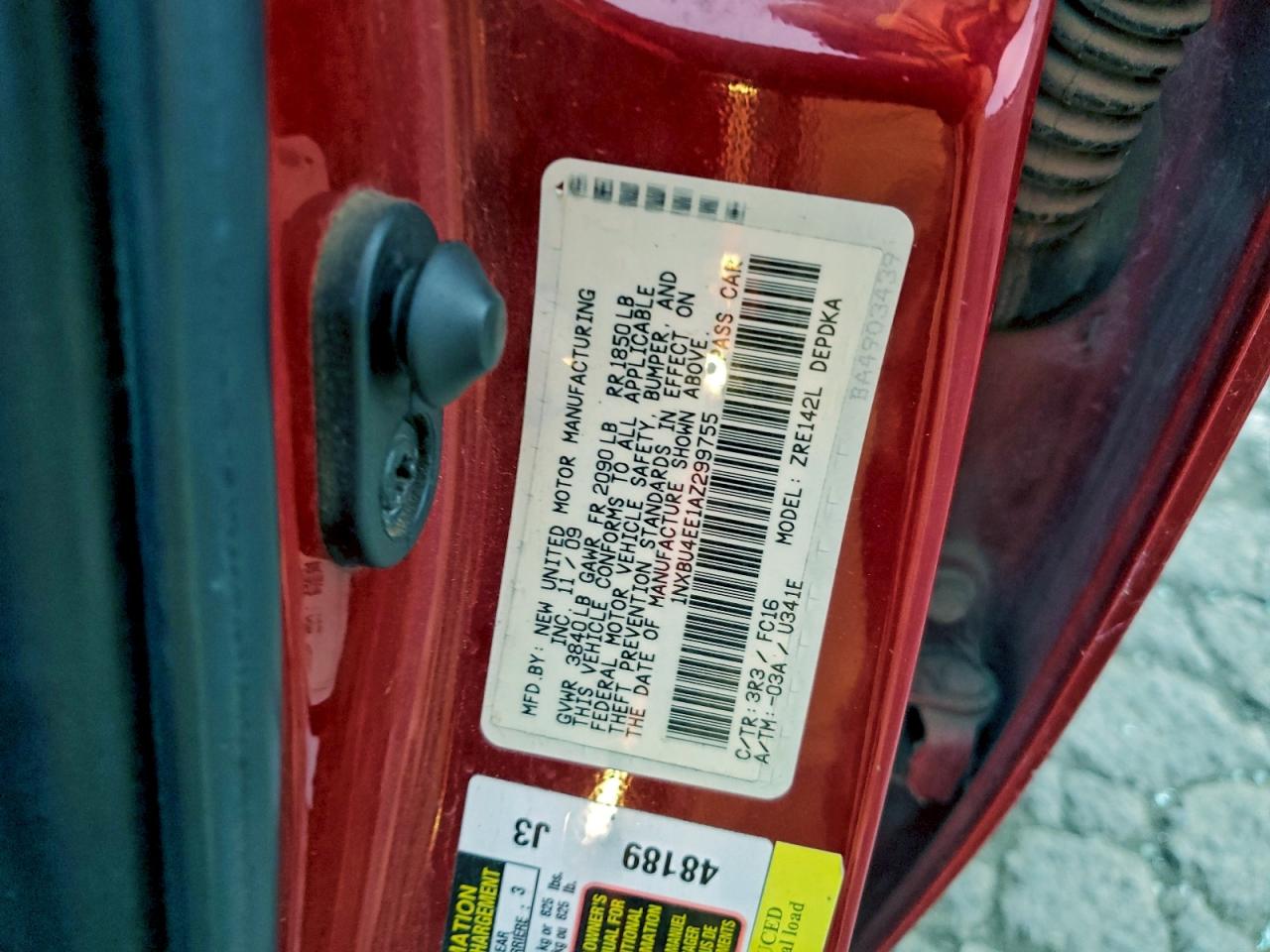 2010 Toyota Corolla Base VIN: 1NXBU4EE1AZ299755 Lot: 95986465