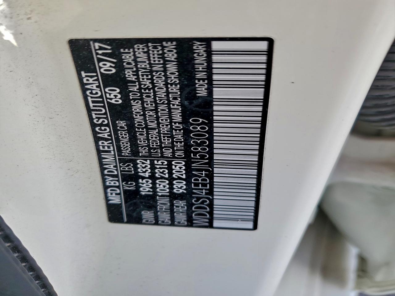 2018 Mercedes-Benz Cla 250 VIN: WDDSJ4EB4JN583089 Lot: 95141415