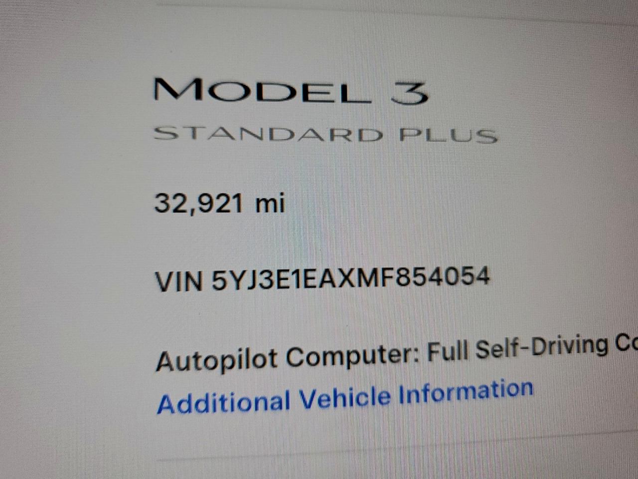 2021 Tesla Model 3 VIN: 5YJ3E1EAXMF854054 Lot: 95093415