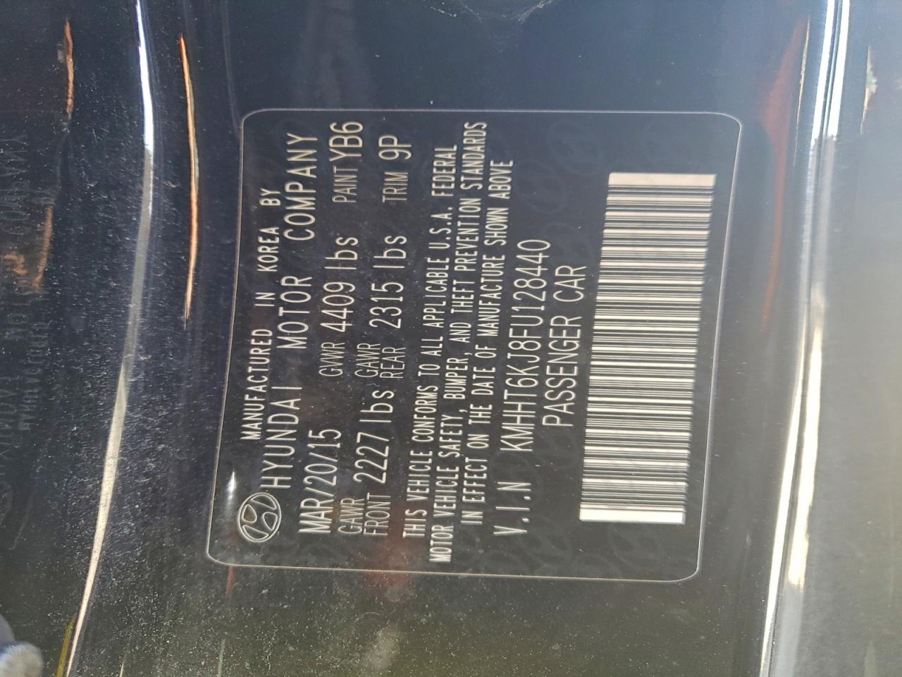 2015 Hyundai Genesis Coupe 3.8L VIN: KMHHT6KJ8FU128440 Lot: 97664735