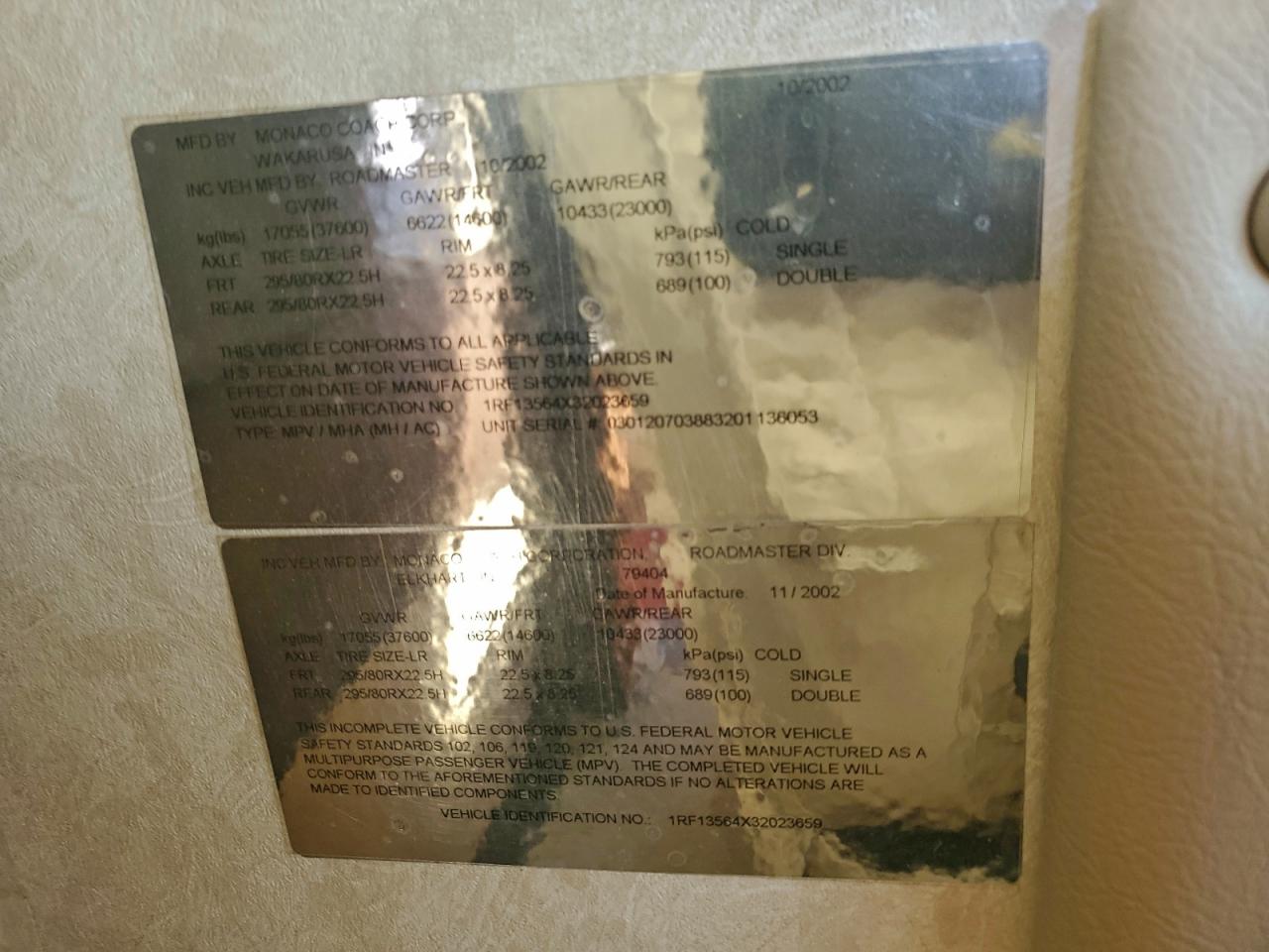 2003 Rlht Rail Monoc VIN: 1RF13564X32023659 Lot: 93303685