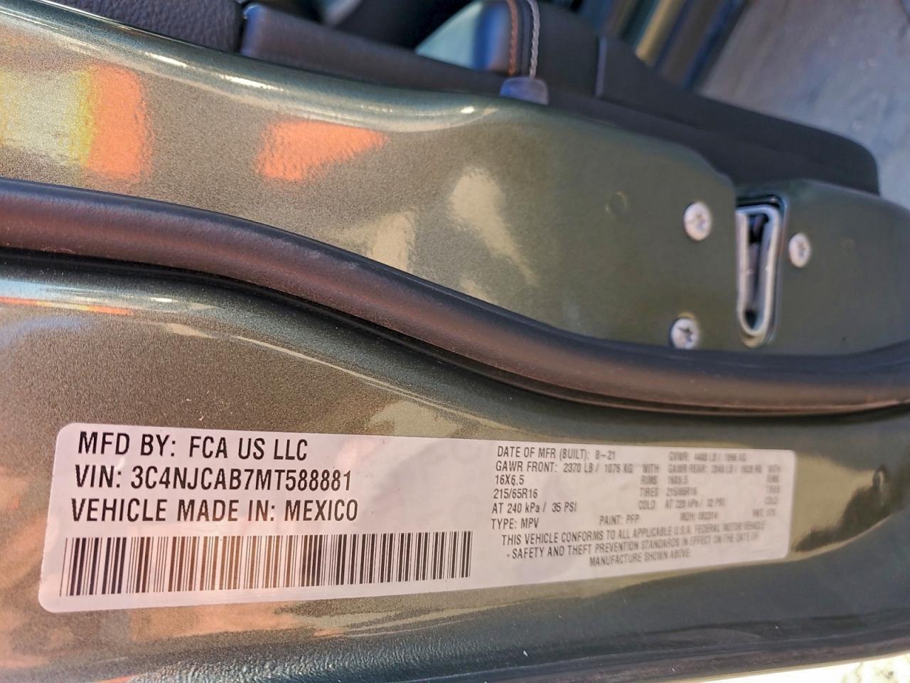2021 Jeep Compass Sport VIN: 3C4NJCAB7MT588881 Lot: 96462795