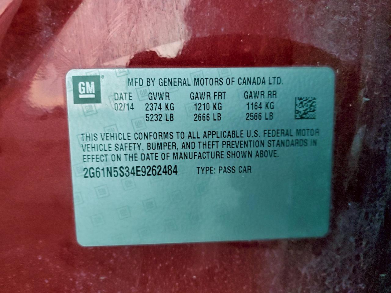 2014 Cadillac Xts Luxury Collection VIN: 2G61N5S34E9262484 Lot: 95279225