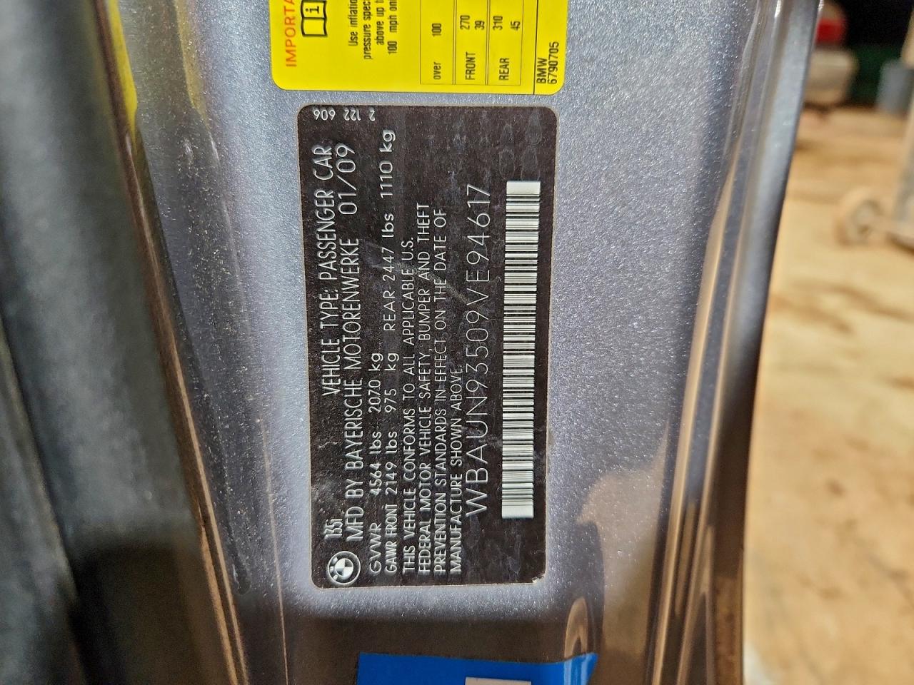 2009 BMW 135 I VIN: WBAUN93509VE94617 Lot: 95035755