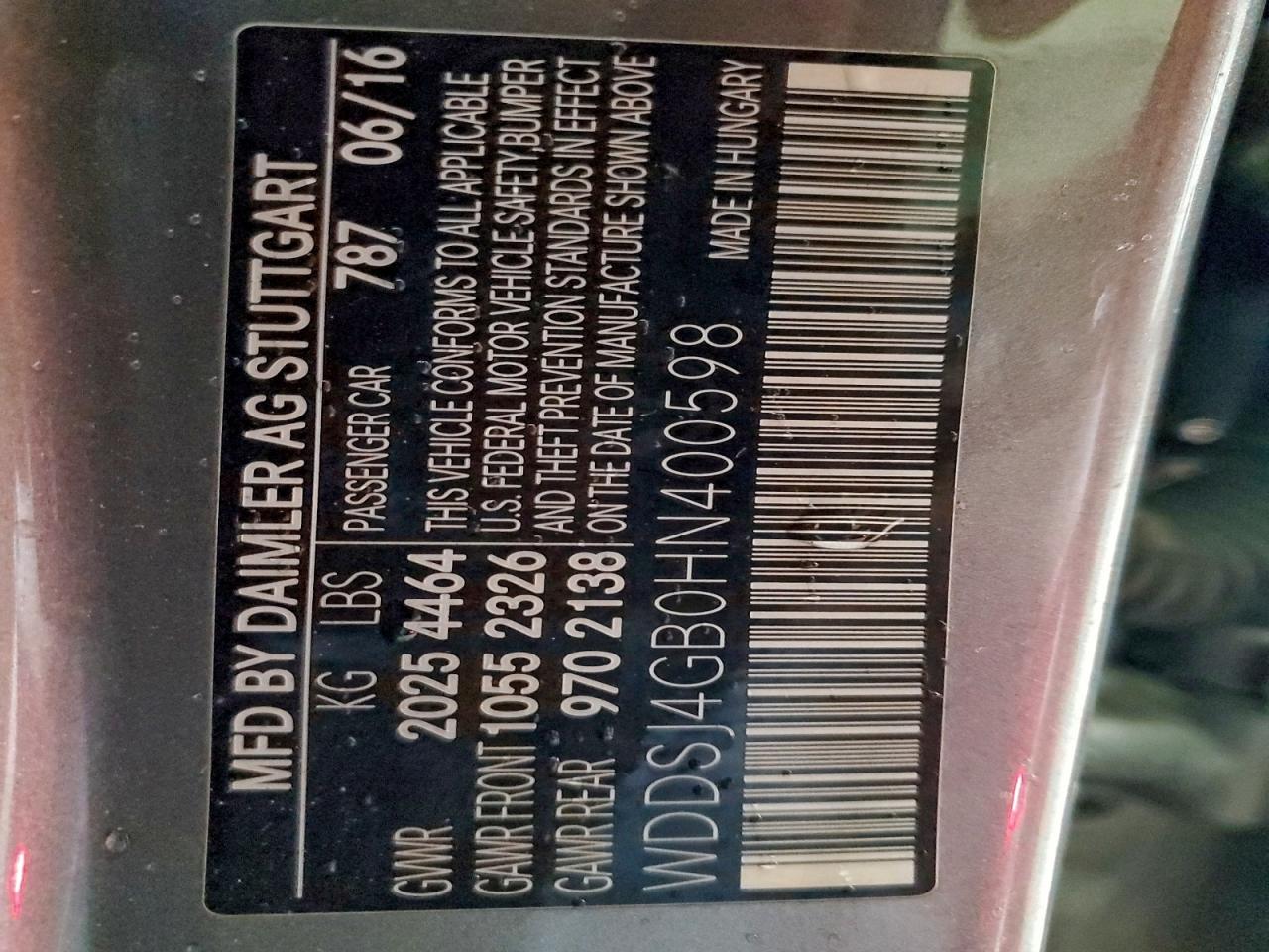 2017 Mercedes-Benz Cla 250 4Matic VIN: WDDSJ4GB0HN400598 Lot: 95242995