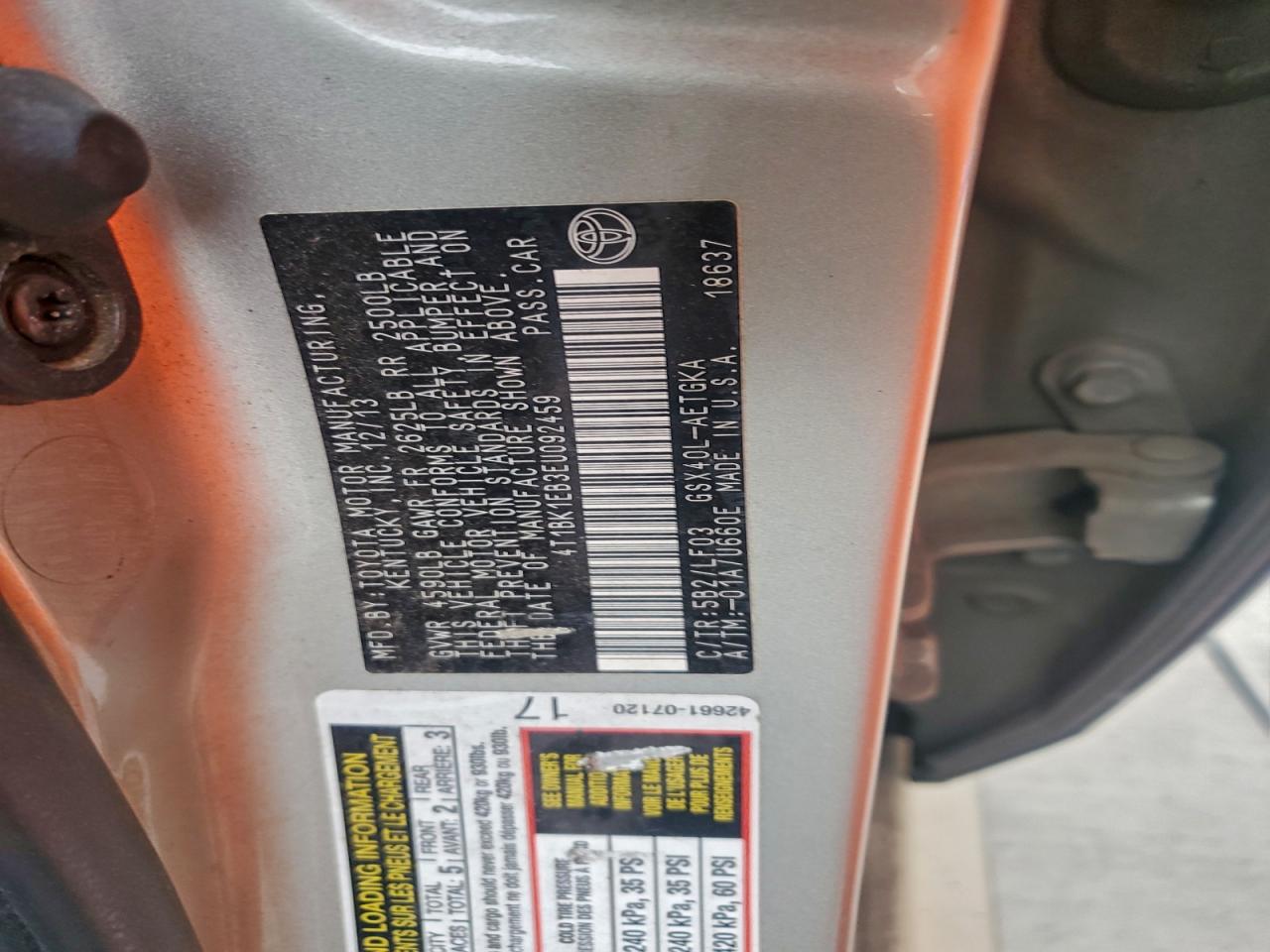 2014 Toyota Avalon Base VIN: 4T1BK1EB3EU092459 Lot: 94495765