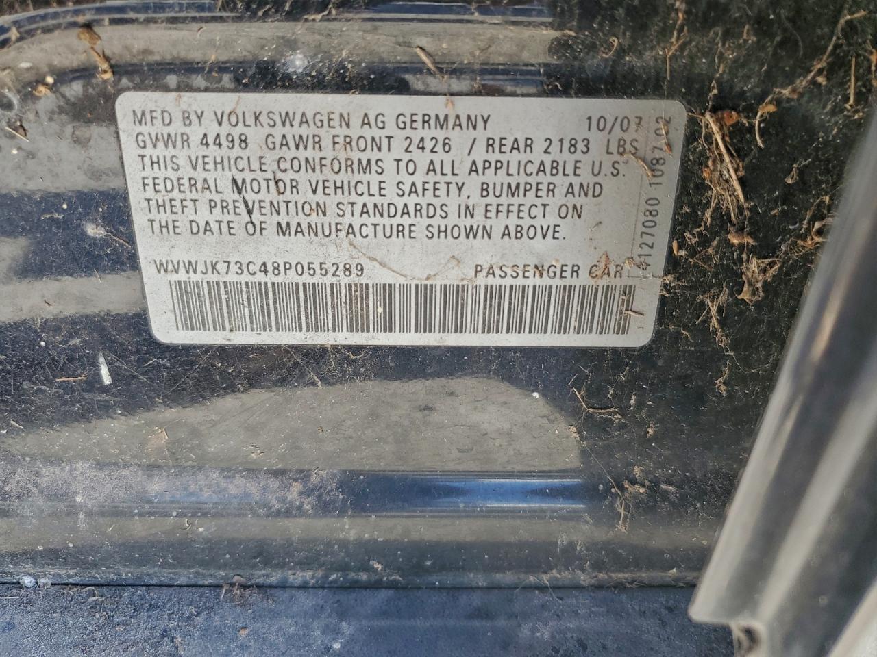 2008 Volkswagen Passat Turbo VIN: WVWJK73C48P055289 Lot: 97199035