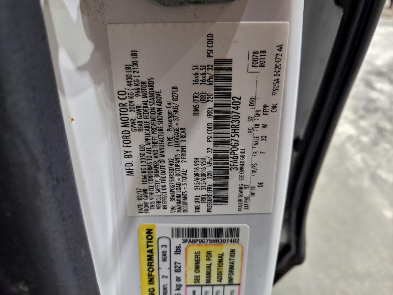 2017 Ford Fusion S VIN: 3FA6P0G75HR307402 Lot: 93966065