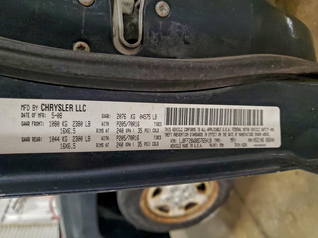 2008 Jeep Patriot Sport VIN: 1J8FF28W88D765418 Lot: 94244575