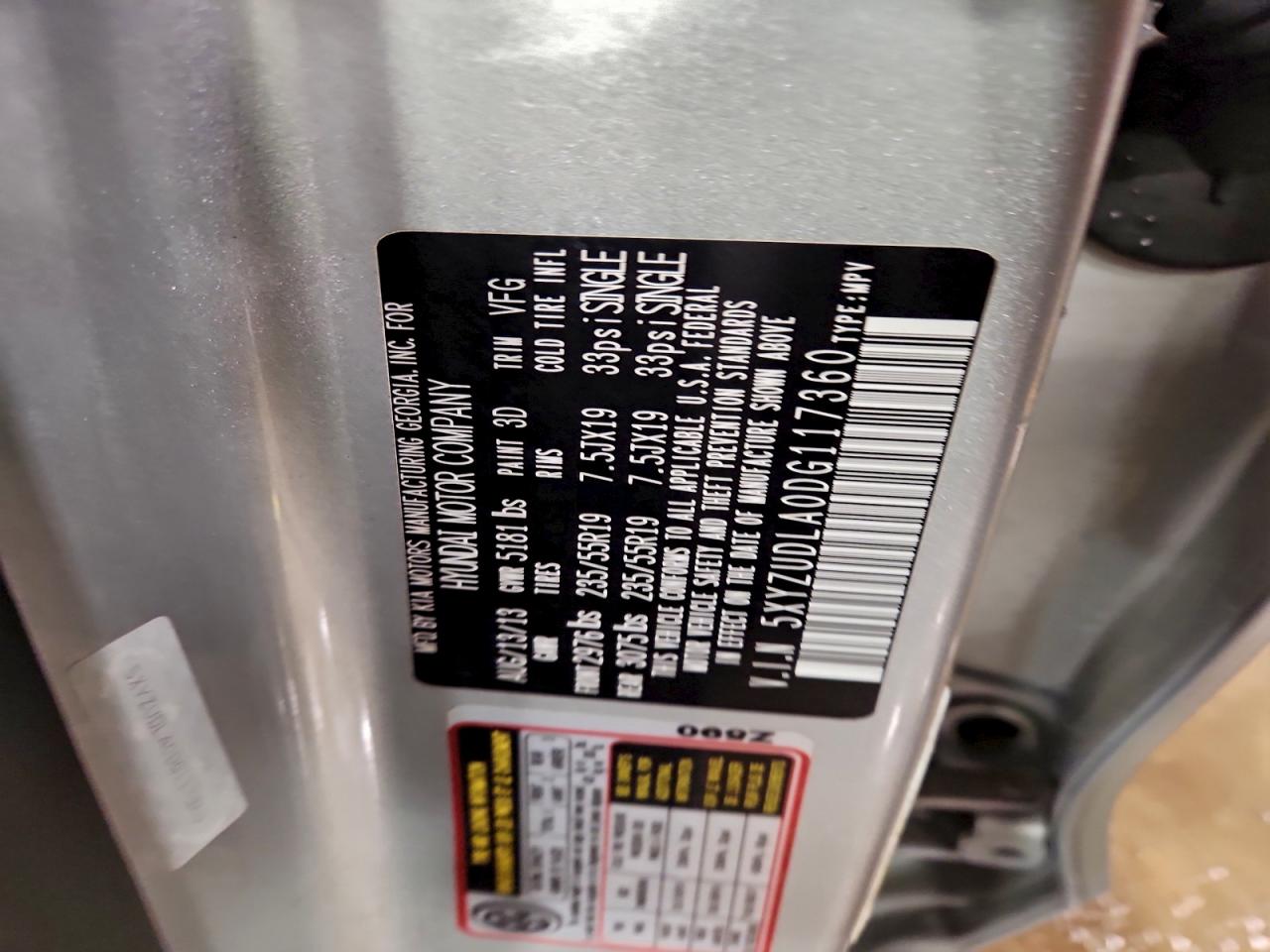 2013 Hyundai Santa Fe Sport VIN: 5XYZUDLA0DG117360 Lot: 95135455