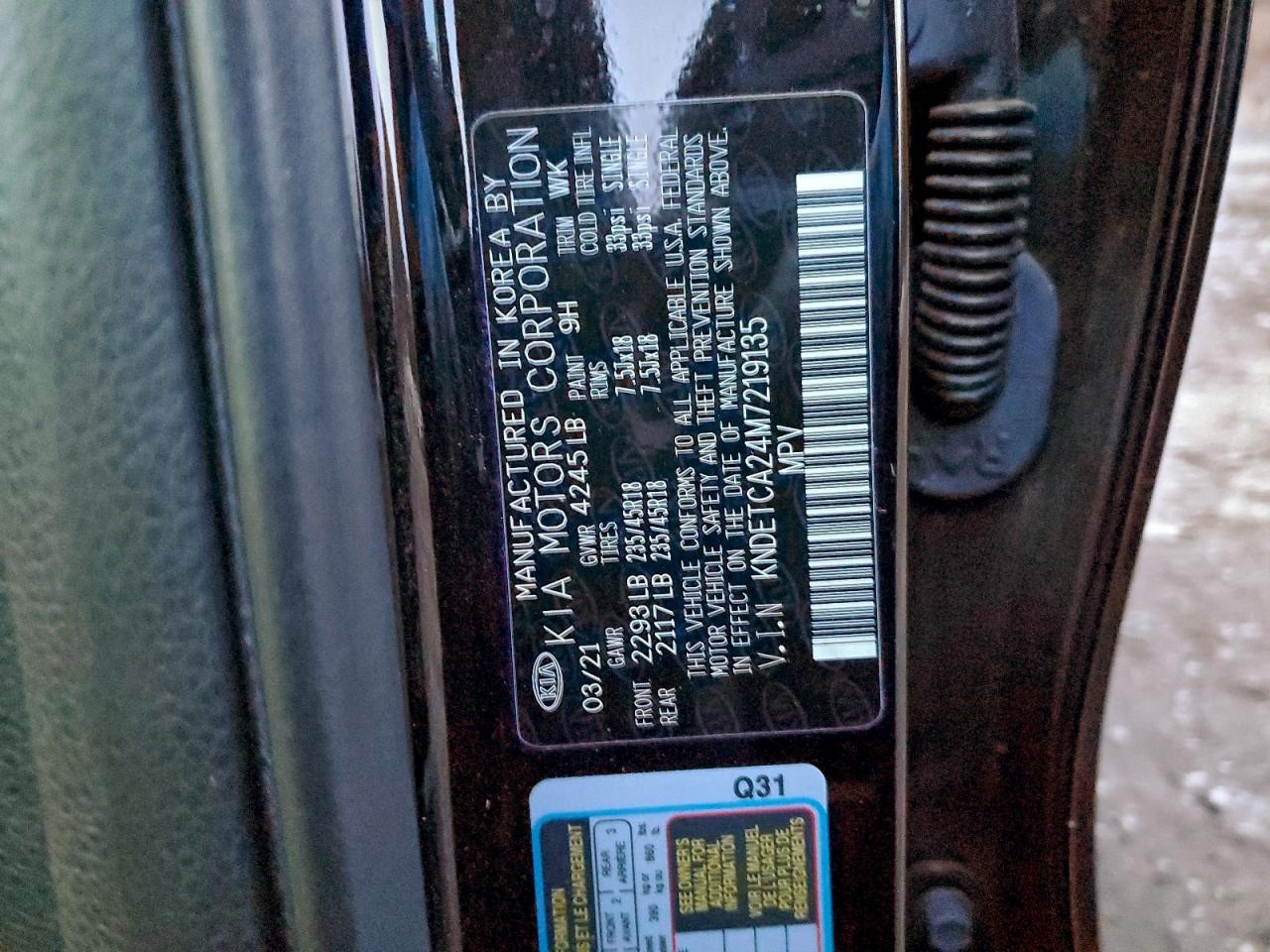 2021 Kia Seltos Sx VIN: KNDETCA24M7219135 Lot: 94579725