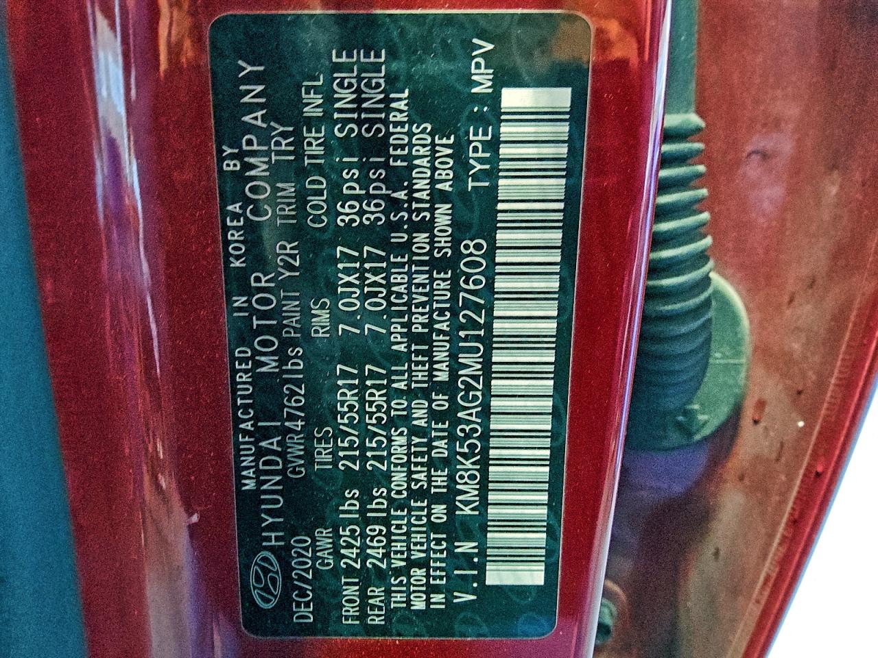 2021 Hyundai Kona Ultimate VIN: KM8K53AG2MU127608 Lot: 94690745