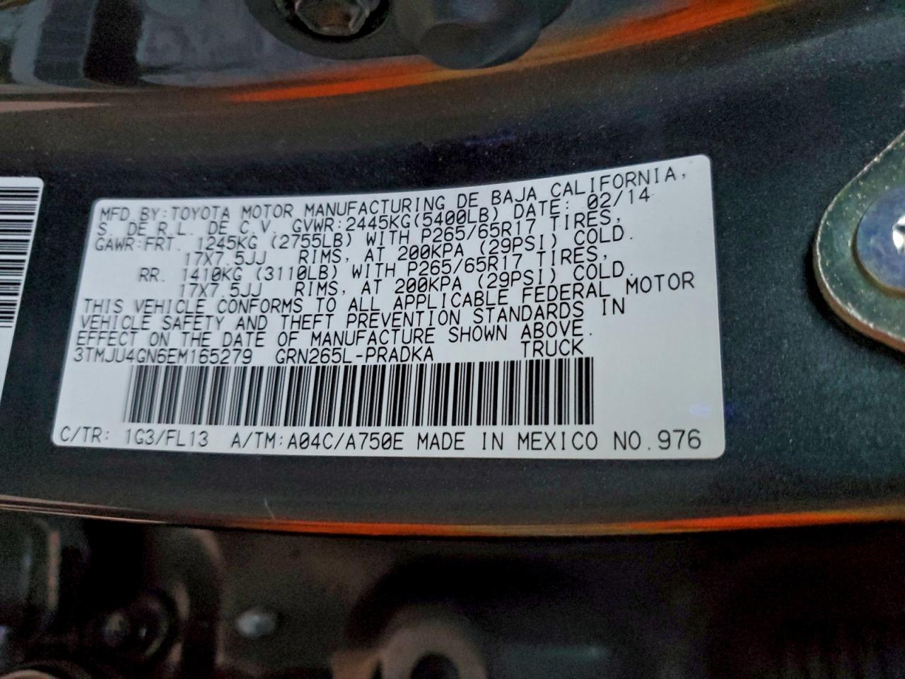 2014 Toyota Tacoma Double Cab Prerunner VIN: 3TMJU4GN6EM165279 Lot: 94866815