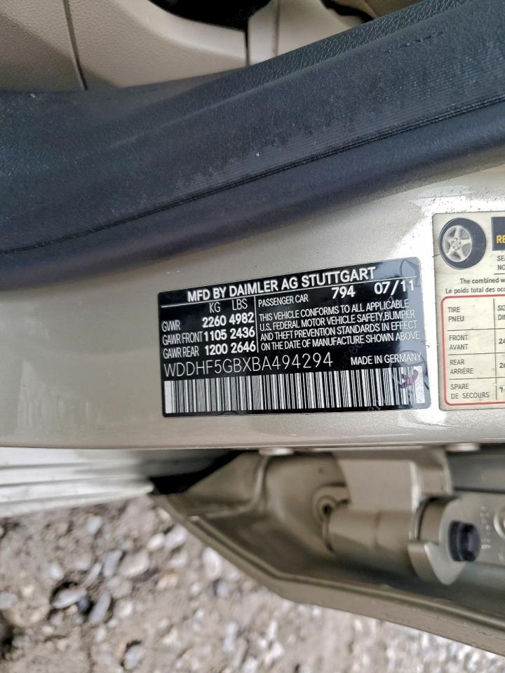 2011 Mercedes-Benz E 350 VIN: WDDHF5GBXBA494294 Lot: 95132355