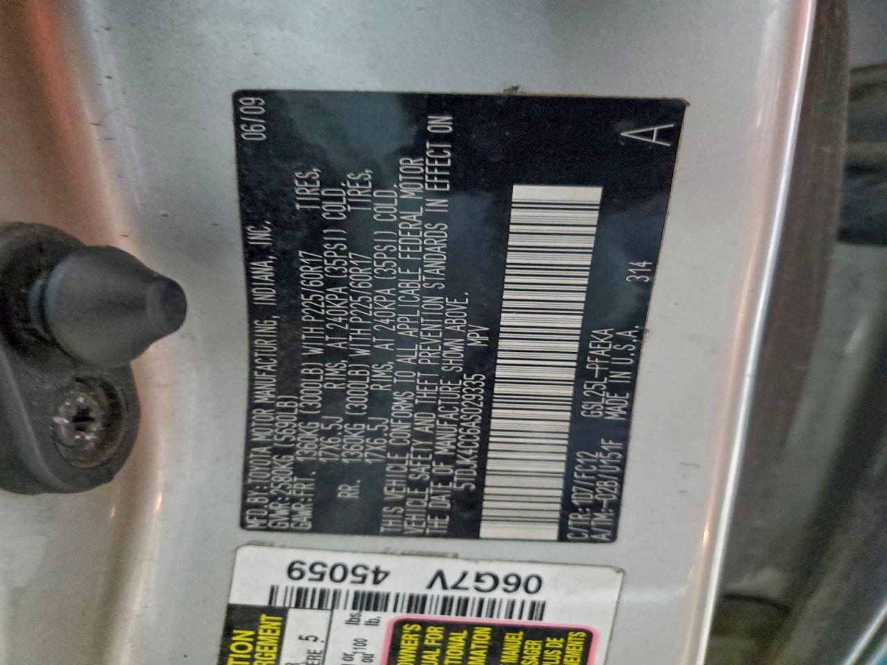 2010 Toyota Sienna Le VIN: 5TDJK4CC6AS029335 Lot: 95475145