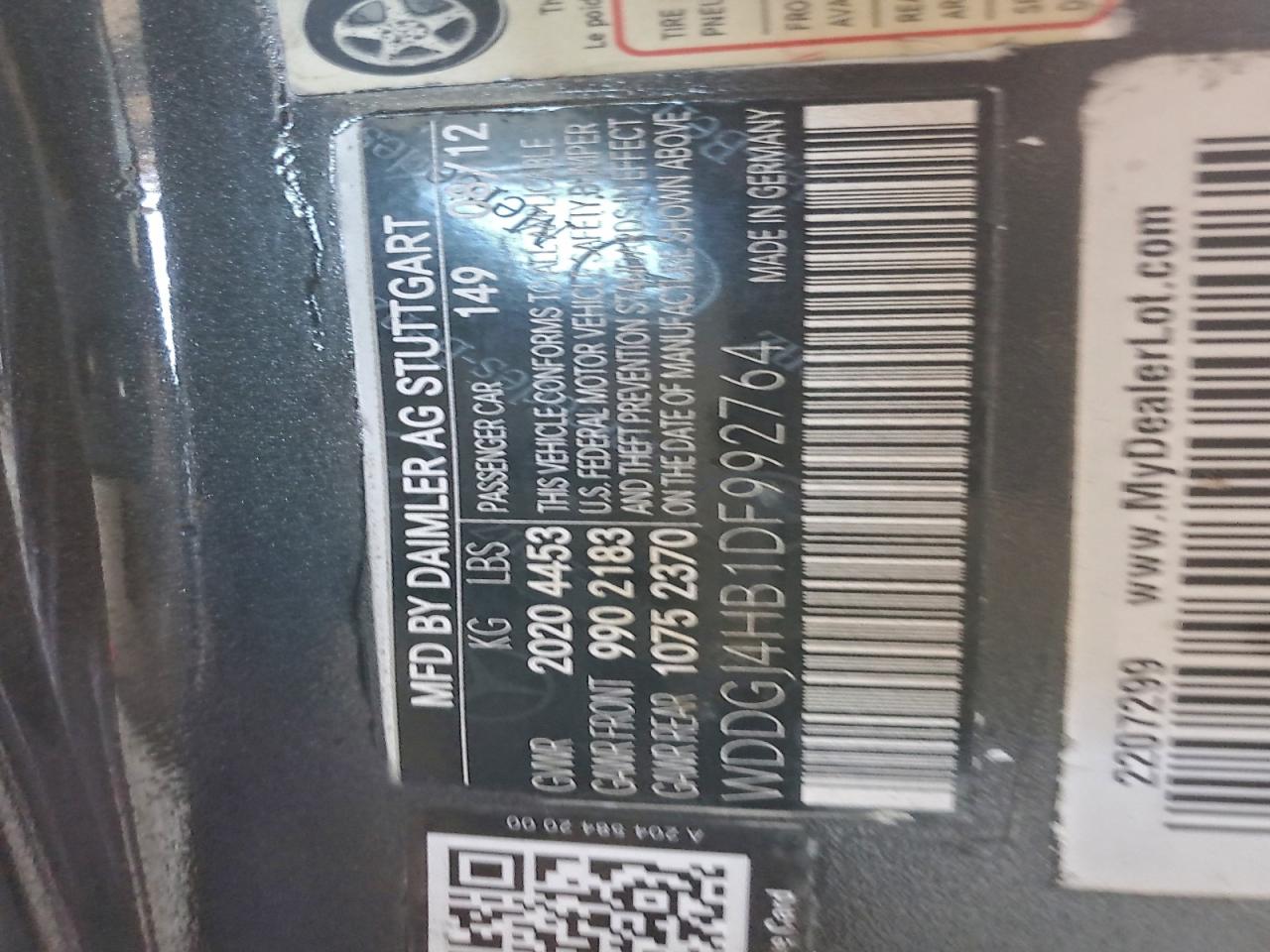 2013 Mercedes-Benz C 250 VIN: WDDGJ4HB1DF992764 Lot: 96342755