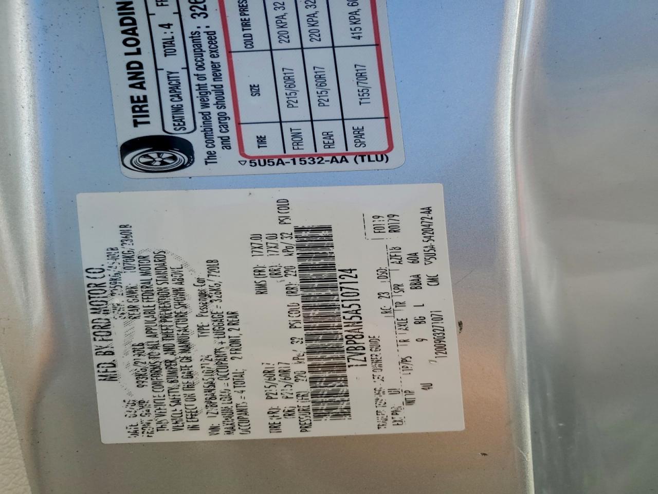 2010 Ford Mustang VIN: 1ZVBP8AN5A5107124 Lot: 96727745