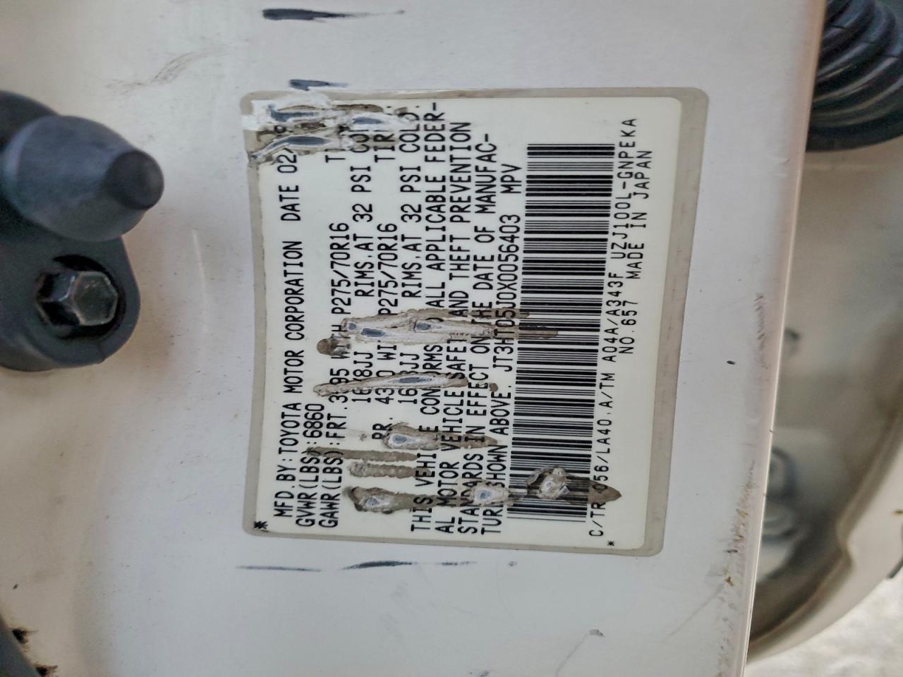 1999 Toyota Land Cruiser VIN: JT3HT05J0X0056403 Lot: 95347905