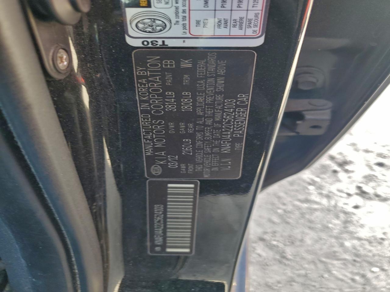 2012 Kia Forte Ex VIN: KNAFU4A22C5624103 Lot: 95913475