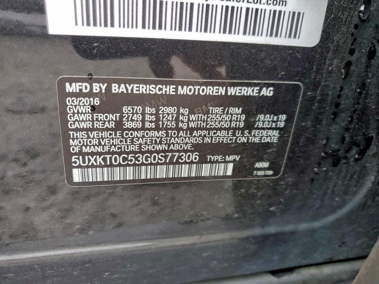 2016 BMW X5 Xdr40E VIN: 5UXKT0C53G0S77306 Lot: 95175495