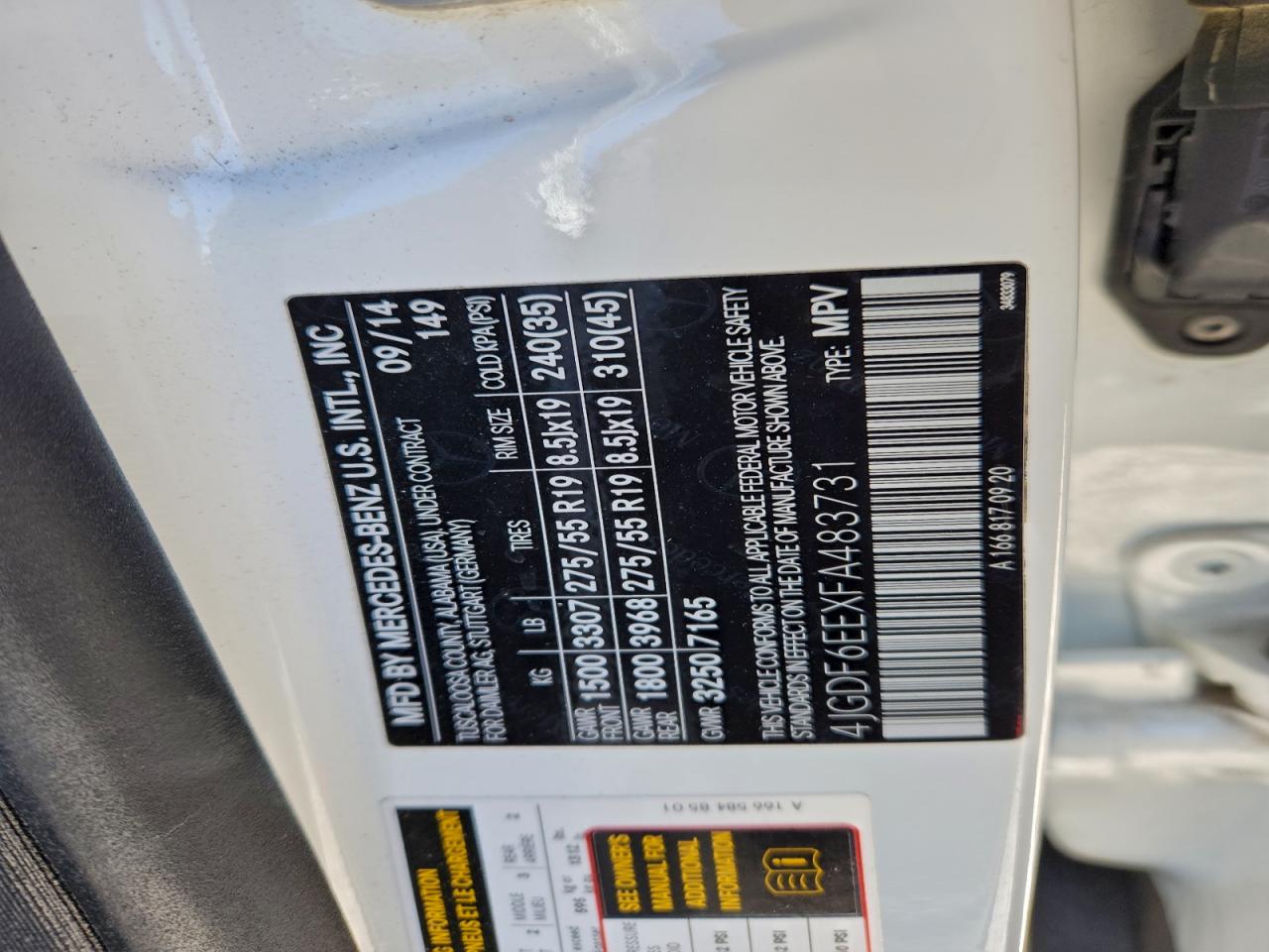 2015 Mercedes-Benz Gl 450 4Matic VIN: 4JGDF6EEXFA483731 Lot: 94966775