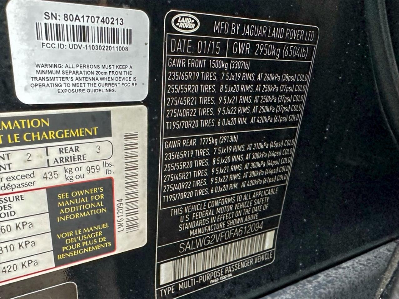 2015 Land Rover Range Rover Sport Se VIN: SALWG2VF0FA612094 Lot: 97672485