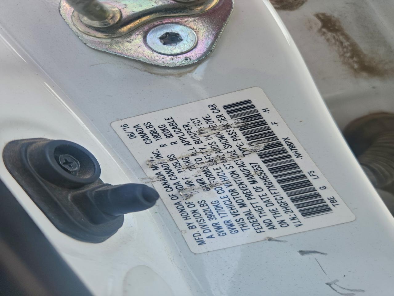 2016 Honda Civic Exl VIN: 2HGFC1F7XGH650537 Lot: 95084315