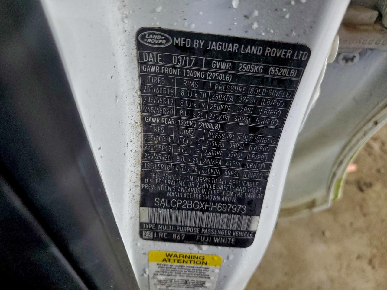 2017 Land Rover Discovery Sport Se VIN: SALCP2BGXHH697973 Lot: 96076955