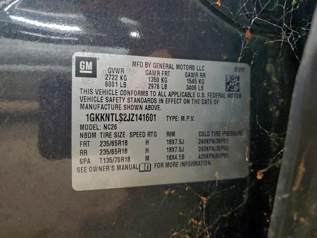 2018 GMC Acadia All Terrain VIN: 1GKKNTLS2JZ141601 Lot: 96741225