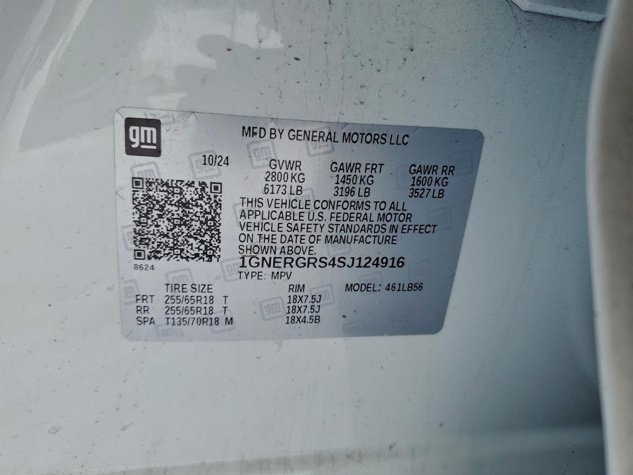 2025 Chevrolet Traverse Lt VIN: 1GNERGRS4SJ124916 Lot: 94695075