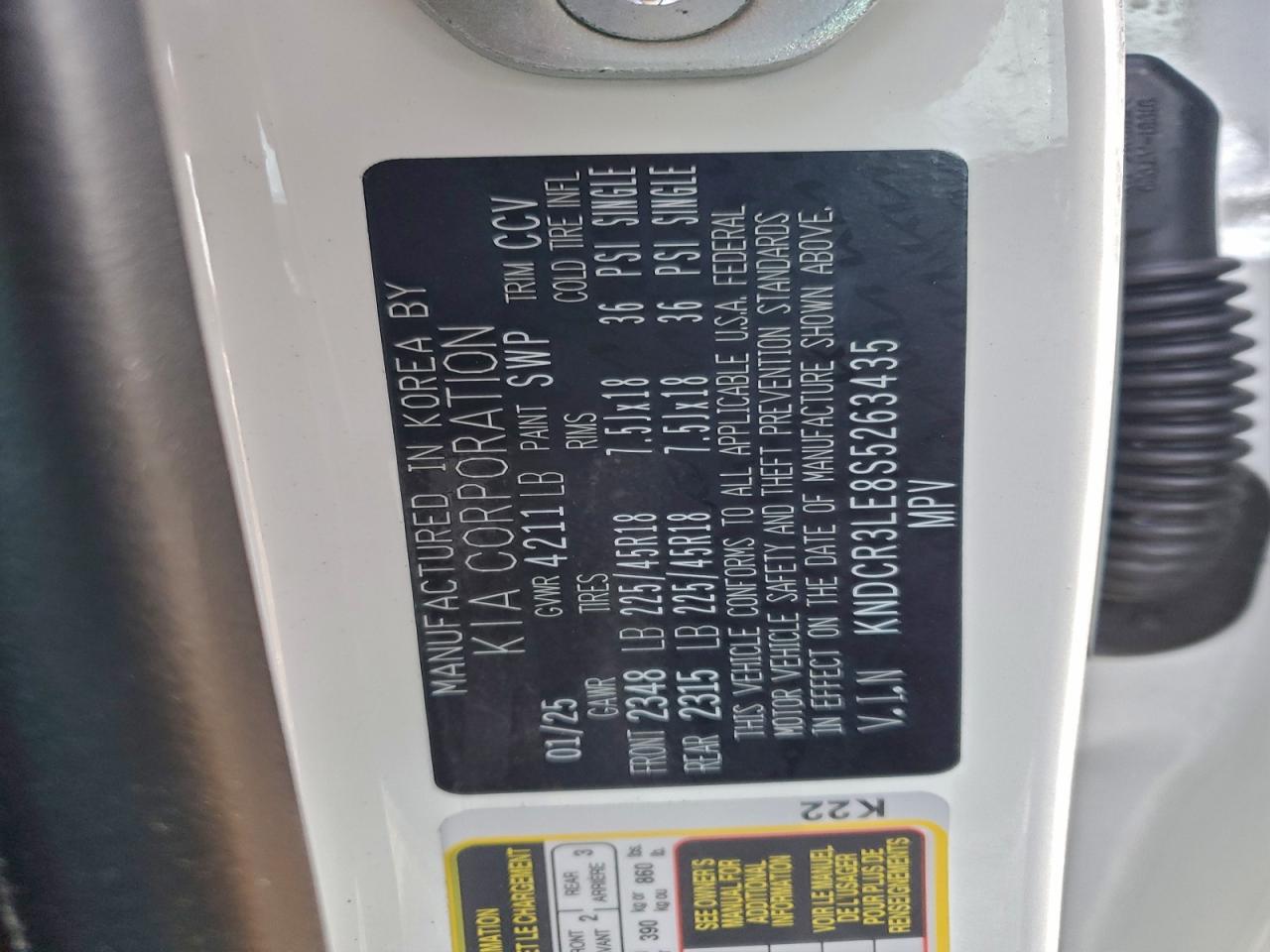 2025 Kia Niro Ex VIN: KNDCR3LE8S5263435 Lot: 92780275