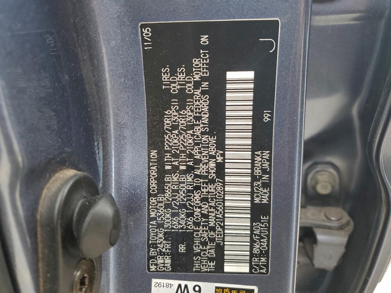 2006 Toyota Highlander Limited VIN: JTEDP21A560102897 Lot: 97143985