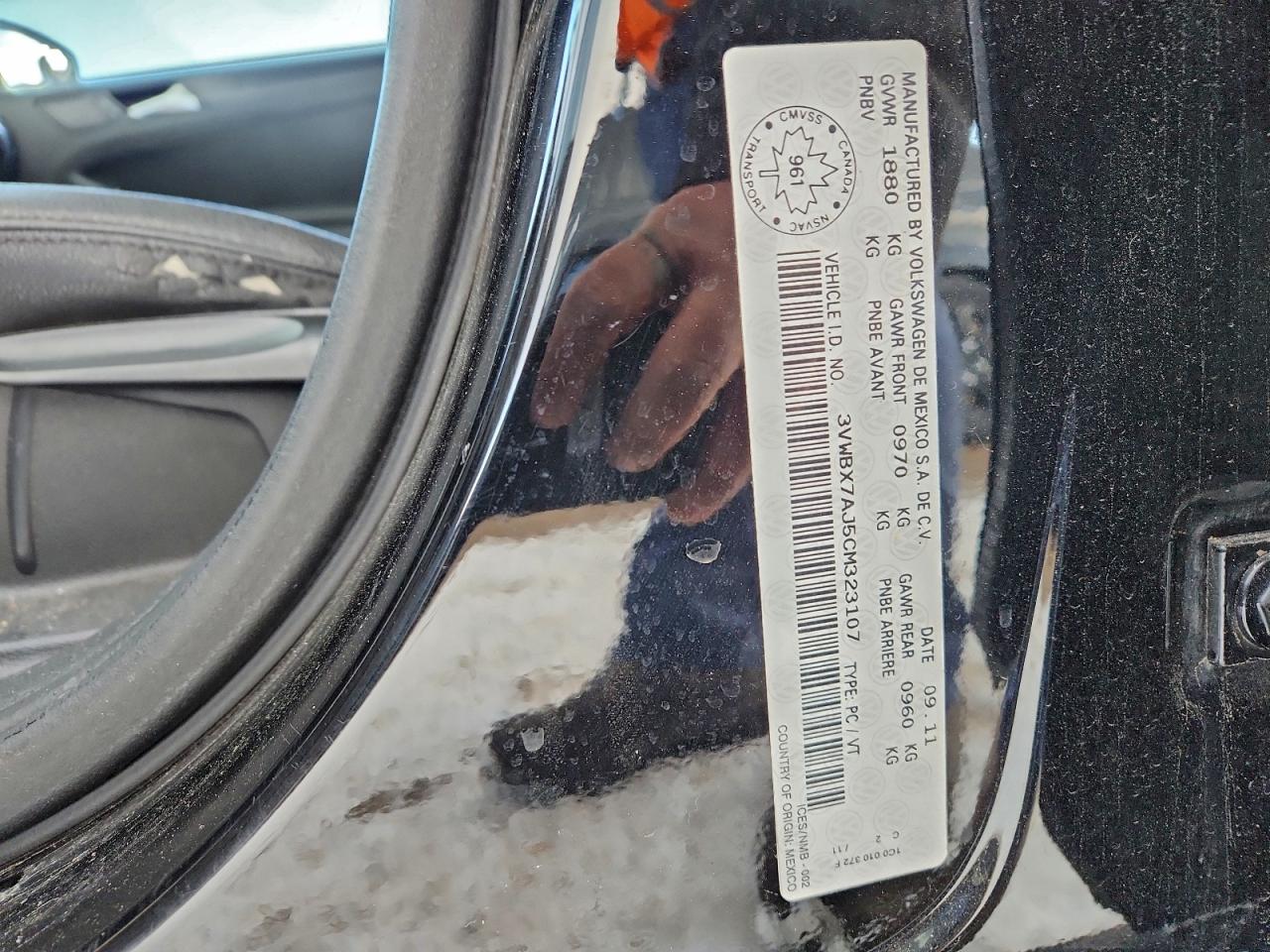 2012 Volkswagen Jetta Se VIN: 3VWBX7AJ5CM323107 Lot: 93101685