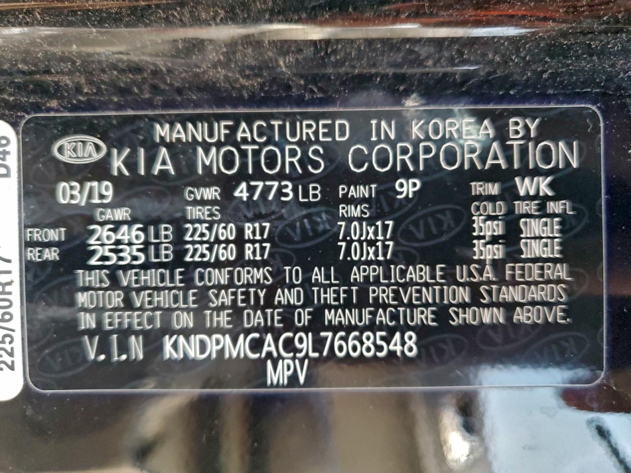 2020 Kia Sportage Lx VIN: KNDPMCAC9L7668548 Lot: 96453395