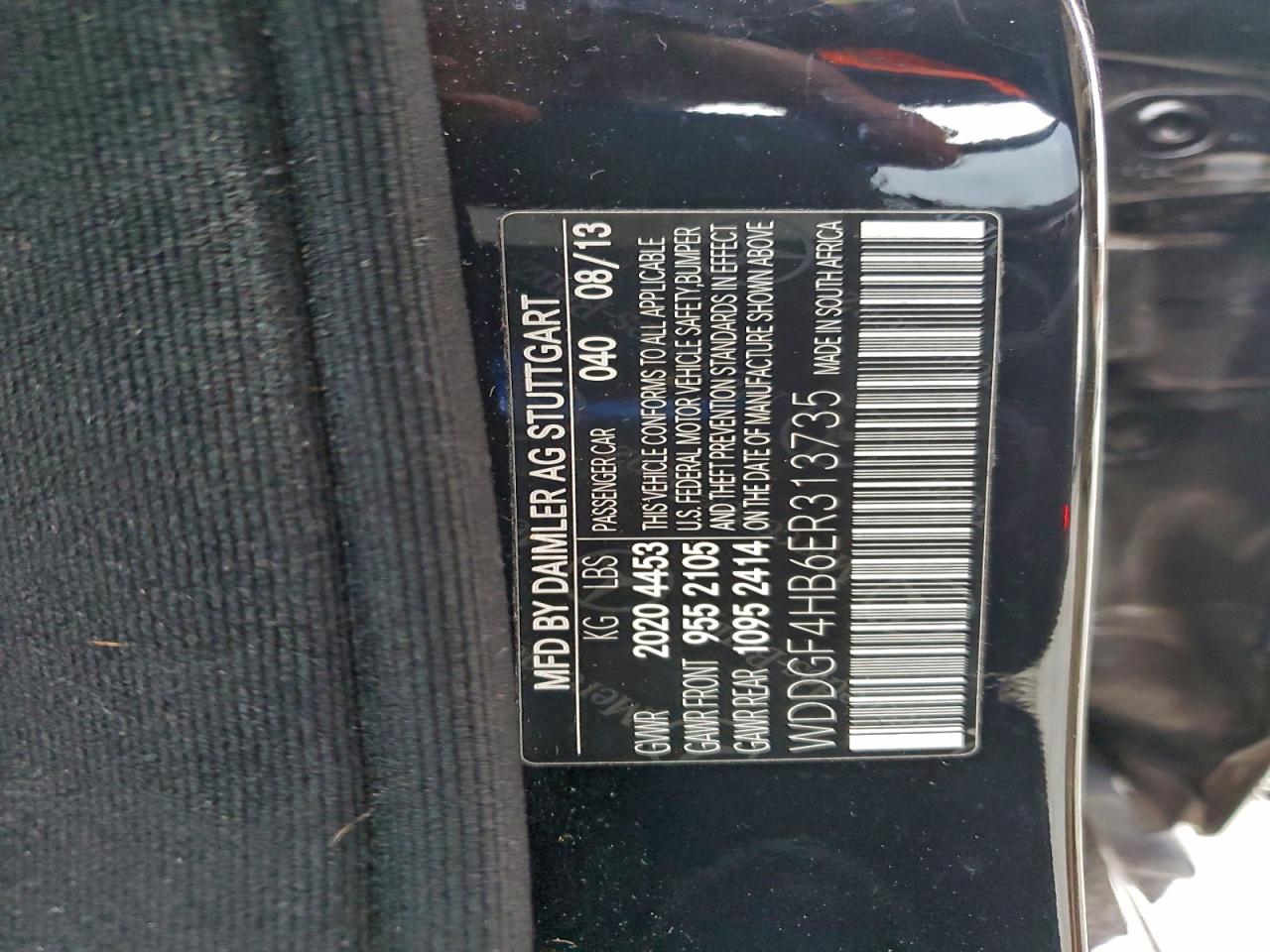 2014 Mercedes-Benz C 250 VIN: WDDGF4HB6ER313735 Lot: 96033125