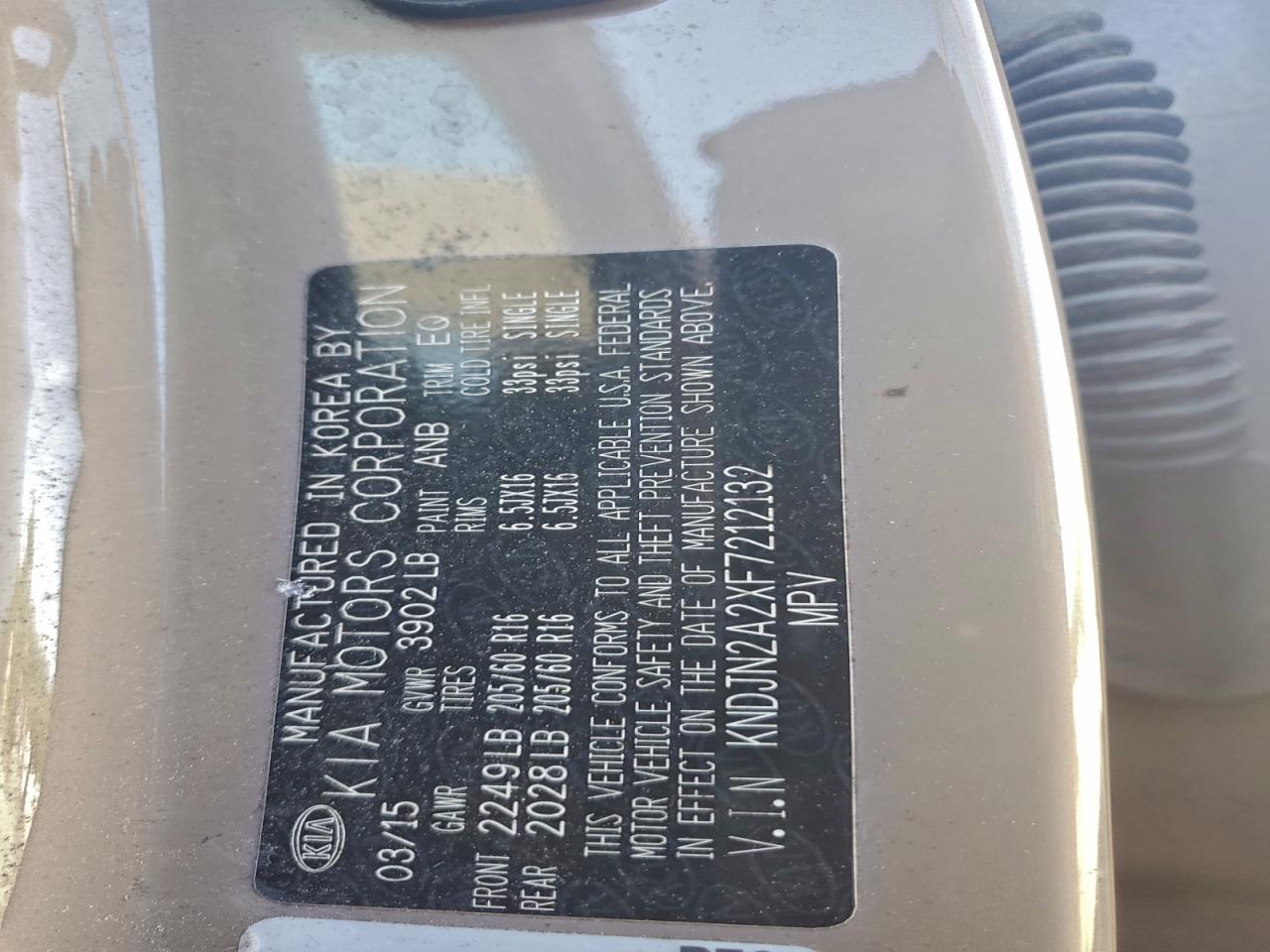 2015 Kia Soul VIN: KNDJN2A2XF7212132 Lot: 96842215