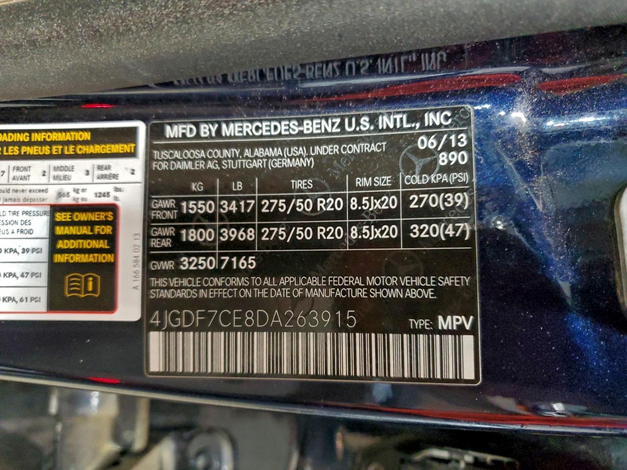 4JGDF7CE8DA263915 2013 Mercedes-Benz Gl 450 4Matic