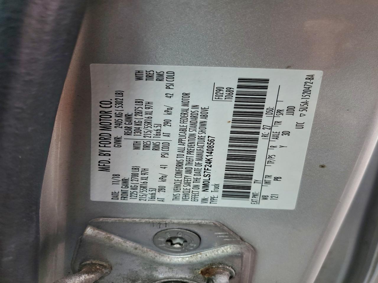 2019 Ford Transit Connect Xlt VIN: NM0LS7F24K1408567 Lot: 96389605