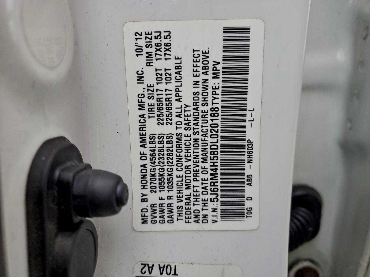 2013 Honda Cr-V Ex VIN: 5J6RM4H58DL020188 Lot: 94547465