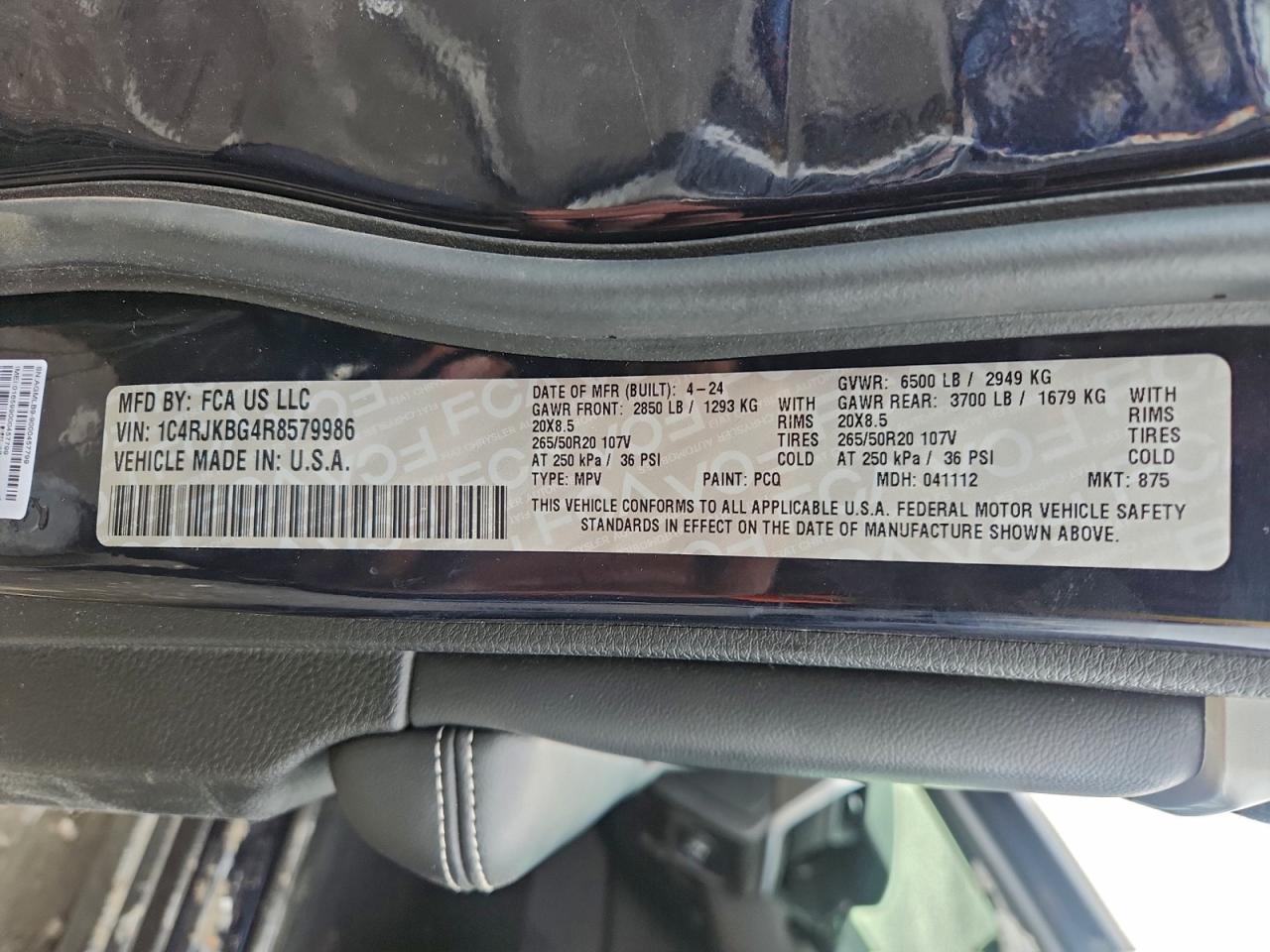 2024 Jeep Grand Cherokee L Limited VIN: 1C4RJKBG4R8579986 Lot: 95470555