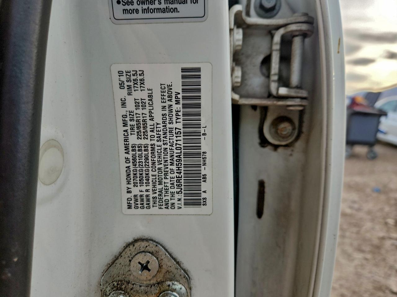 2010 Honda Cr-V Ex VIN: 5J6RE4H59AL071157 Lot: 95693415