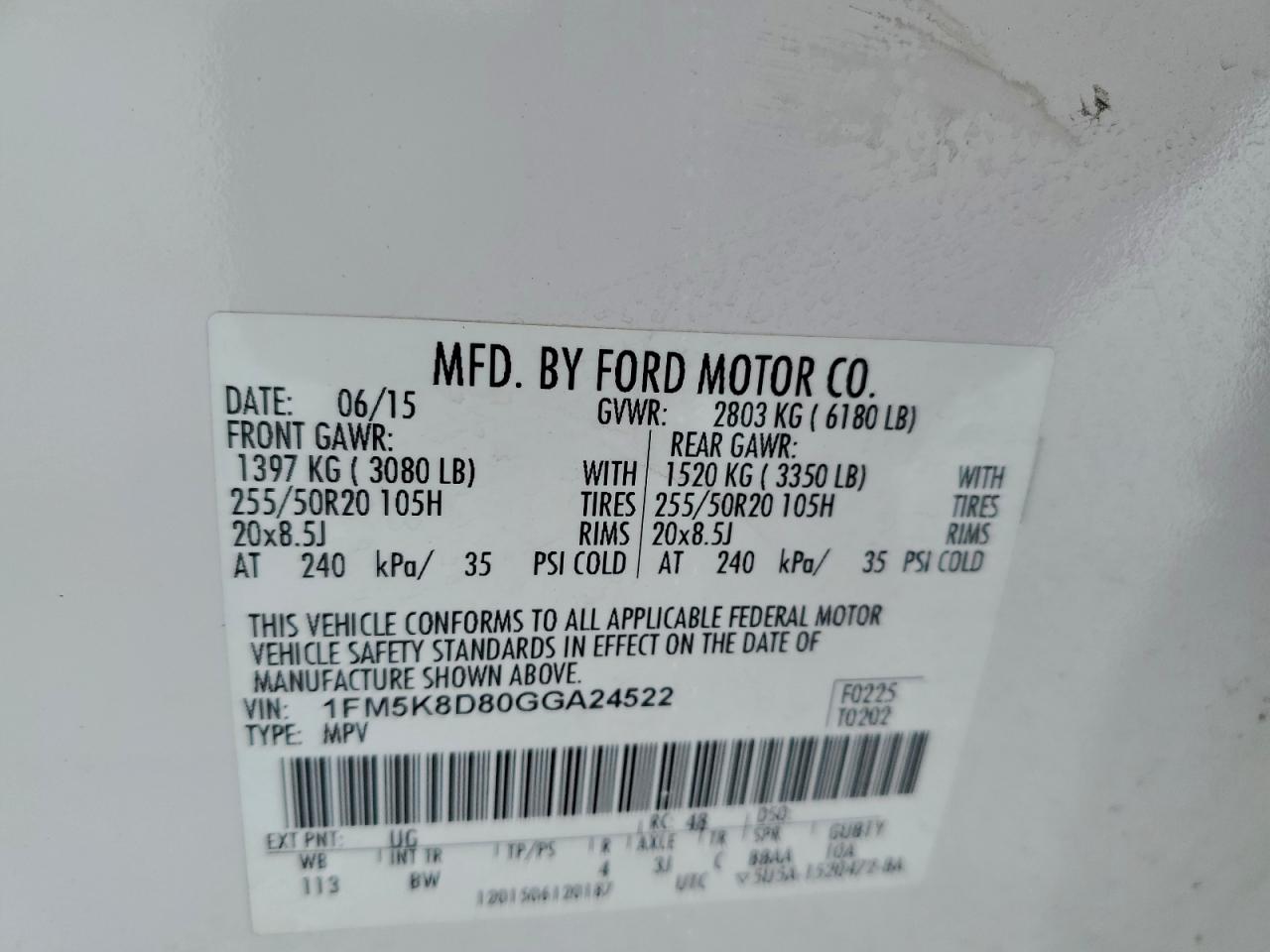 2016 Ford Explorer Xlt VIN: 1FM5K8D80GGA24522 Lot: 97447055