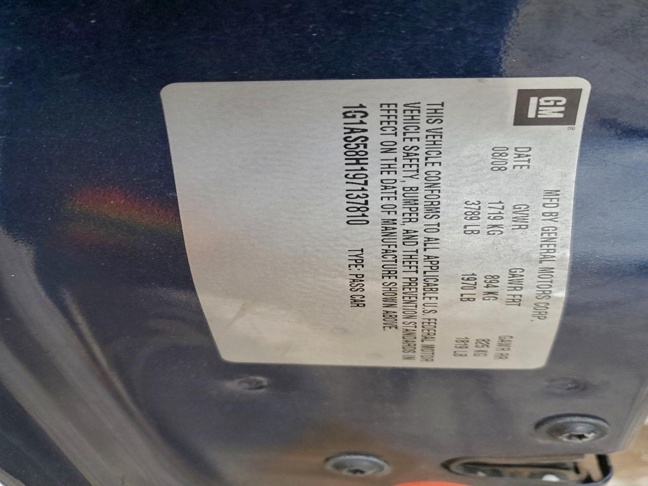 2009 Chevrolet Cobalt Ls VIN: 1G1AS58H197137810 Lot: 94774095