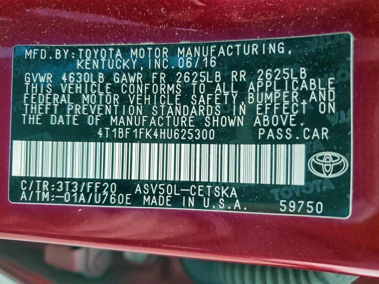 2017 Toyota Camry Le VIN: 4T1BF1FK4HU625300 Lot: 96195865