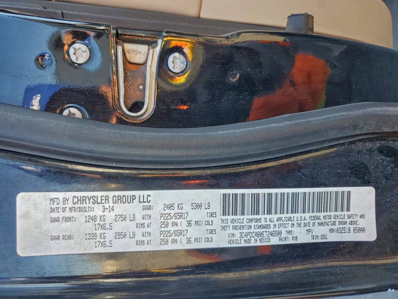 2014 Dodge Journey Se VIN: 3C4PDCAB0ET246500 Lot: 96637265