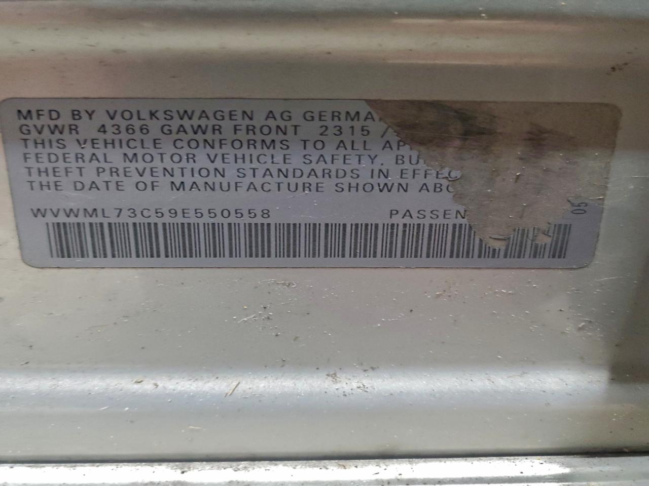 2009 Volkswagen Cc Sport VIN: WVWML73C59E550558 Lot: 96133885