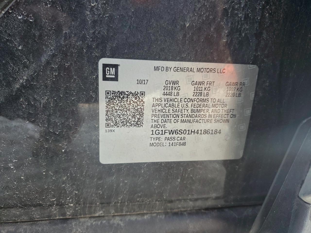 2017 Chevrolet Bolt Ev Lt VIN: 1G1FW6S01H4186184 Lot: 95600345