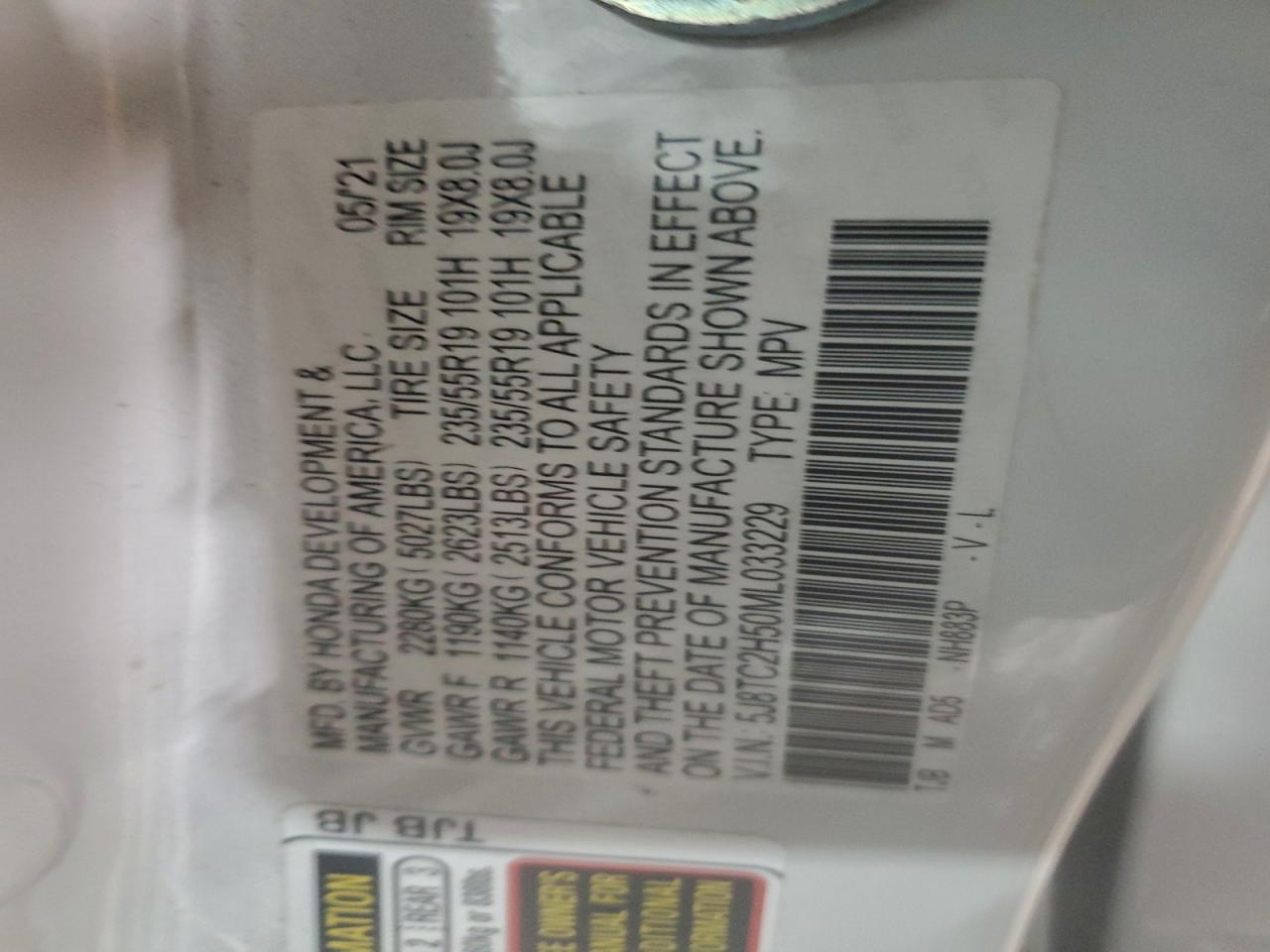 Фото: 5J8TC2H50ML033229