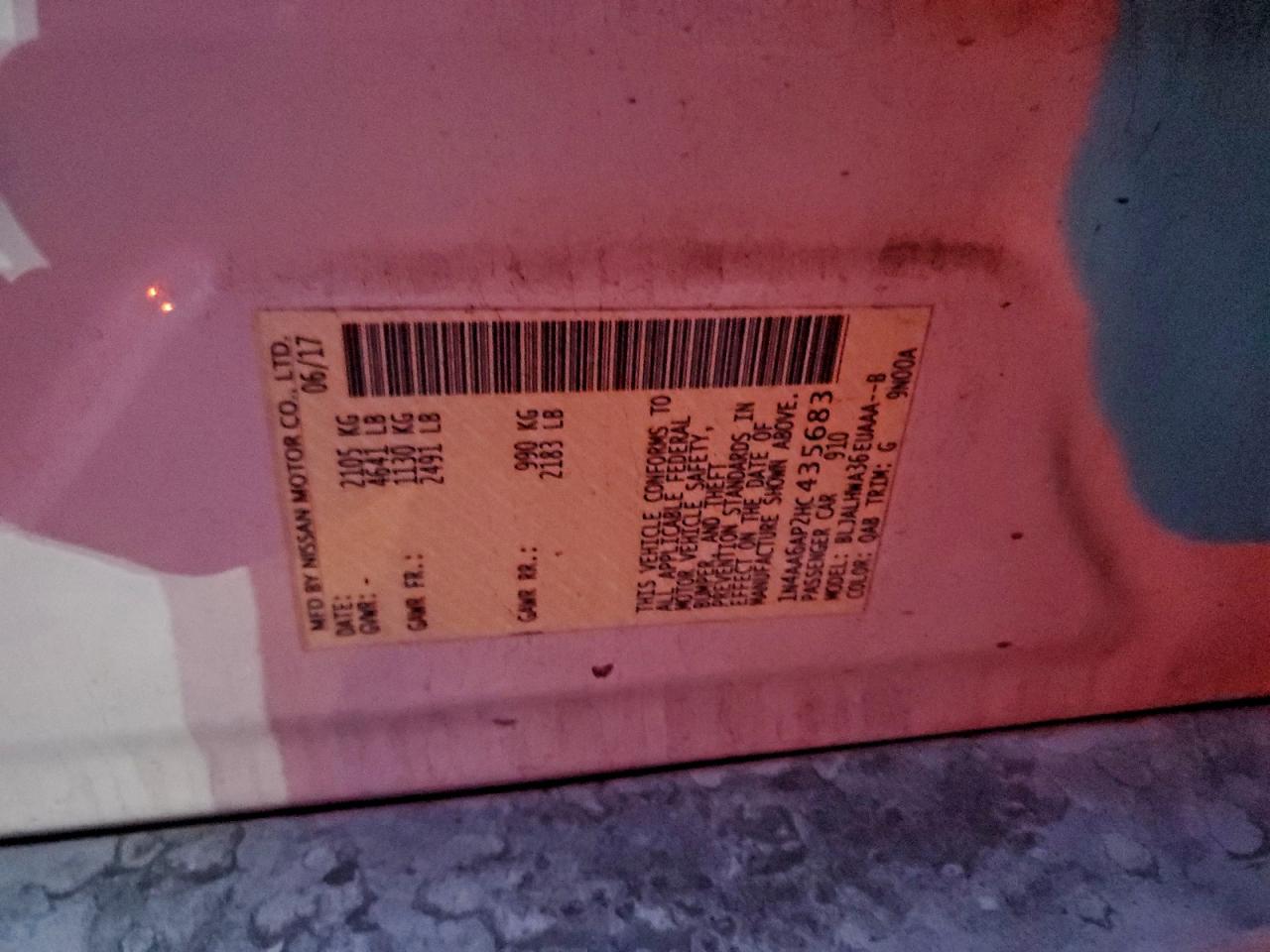 2017 Nissan Maxima 3.5S VIN: 1N4AA6AP2HC435683 Lot: 94769745